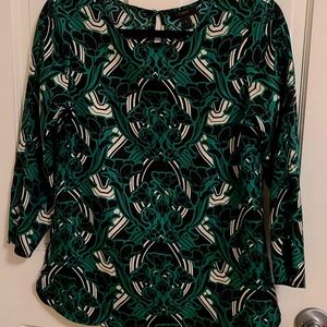 J. CREW ( SIZE 2) BLOUSE/ SHIRT GREEN/ BLACK/ WHT
